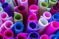 Colorful fabric rolls at fabric market Royalty Free Stock Photo