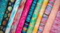 Colorful Fabric Rolls with Varied Textures and Patterns Royalty Free Stock Photo