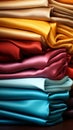 Colorful fabric samples displayed on a striking backdrop Royalty Free Stock Photo