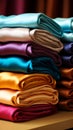 Colorful fabric samples displayed on a striking backdrop Royalty Free Stock Photo