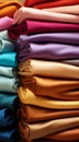 Colorful fabric samples displayed on a striking backdrop Royalty Free Stock Photo