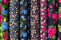 Colorful fabric scarves in stack Royalty Free Stock Photo