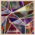 colorful fabric textured geometric collage scarf design