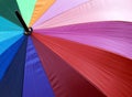 colorful beach umbrella background, close-up texture of vibrant color nylon fabric parasol with concentric radius pattern Royalty Free Stock Photo