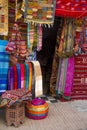 Colorful fabrics on the Agadir market in Morocco Royalty Free Stock Photo