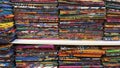 colorful fabrics, shawls, sarees for sale in the market Royalty Free Stock Photo
