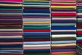 Fabric industry, textile store colorful fabric and silk. fabric background. cotton. fabrics in roll. different colors and texture