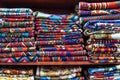 Colorful fabrics on sale in a shop Muttrah Souk, in Muttrah, Muscat, Oman, Middle East