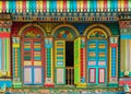 Colorful facade of building in Little India, Singapore Royalty Free Stock Photo