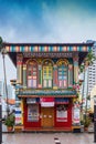 Colorful facade of building in Little India, Singapore Royalty Free Stock Photo