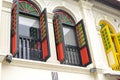 Unique traditional colorful windows in Little India, Singapore Royalty Free Stock Photo