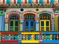 Colorful Facade of Famous Building in Little India, Singapore Royalty Free Stock Photo