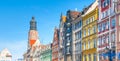 Colorful facade houses at Market Square in Wroclaw, Poland