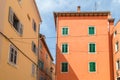 Colorful facade of an old house in Rovinj, Croatia. Royalty Free Stock Photo