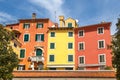 Colorful facade of an old house in Rovinj, Croatia. Royalty Free Stock Photo