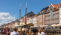 Colorful facade and old ship along the Nyhavn or New Harbor, Copenhagen Royalty Free Stock Photo