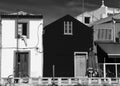 Colorful facades and architecture Aveiro Portugal in black and white
