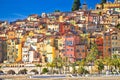 Colorful facades of Cote d Azur town of Menton beach and architecture view Royalty Free Stock Photo