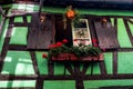 Colorful facades and flowers on all the windows decorate, the village of Riquewhir, Alsace, France