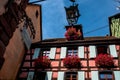 Colorful facades and flowers on all the windows decorate, the village of Riquewhir, Alsace, France