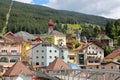 Colorful facades in the historic town center of Ortisei St Ulrich, Val Gardena, Dolomites, Italy Royalty Free Stock Photo