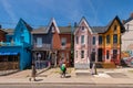 Colorful facades on Kensington Avenue in Toronto 2019
