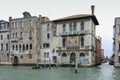 Colorful facades of old medieval and historical houses along Grand Canal in Venice, Italy. Venice is situated across a group of 11 Royalty Free Stock Photo