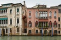 Colorful facades of old medieval and historical houses along Grand Canal in Venice, Italy. Venice is situated across a group of 11 Royalty Free Stock Photo