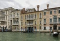 Colorful facades of old medieval and historical houses along Grand Canal in Venice, Italy. Venice is situated across a group of 11 Royalty Free Stock Photo