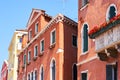 Colorful facades of old medieval houses in Venice. Royalty Free Stock Photo
