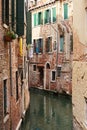 Colorful facades of old medieval houses in Venice. Royalty Free Stock Photo