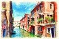Colorful facades of old medieval houses in Venice, Italy Royalty Free Stock Photo