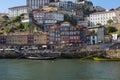 Colorful Facades of Typical Houses on the Bank of the River Dour Royalty Free Stock Photo