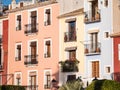 Colorful facades of Villajoyosa in Alicante province, White Coast