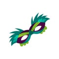 Colorful face carnival mask with feathers, masquerade mask vector Illustration