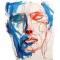 Colorful Face Drawing In The Style Of Anna Bocek Royalty Free Stock Photo