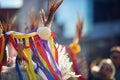 Colorful face of Kurent, Slovenian traditional mask, carnival time