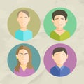 Colorful Faces Circle Icons Set in Trendy Flat Style Royalty Free Stock Photo