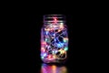 Colorful Fairy Light in Mason Jar.