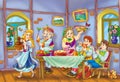 Family dinner classic fairytale scene