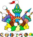 Colorful fairytale castle. complete the puzzle