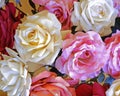 Colorful fake rose flowers top view Royalty Free Stock Photo