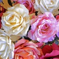 Colorful fake rose flowers top view Royalty Free Stock Photo