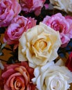 Colorful fake rose flowers top view Royalty Free Stock Photo