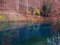 Landscape of lake Blautopf in autumn colors