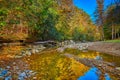 Colorful Fall leaves along War Creek next to Turkey Foot Campground in the Daniel Boone National Forest near McKee, KY