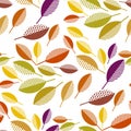 Colorful fall leaves seamless pattern Royalty Free Stock Photo