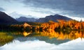 Colorful Fall Scenery, Reflection at Lake, Landscape Sunset