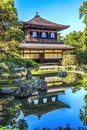 Colorful Fall Water Reflection Ginkakuji Silver Pavilion Temple Kyoto Japan Royalty Free Stock Photo