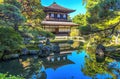 Colorful Fall Water Reflection Ginkakuji Silver Pavilion Temple Kyoto Japan Royalty Free Stock Photo